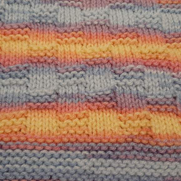 Hand knit basket weave baby blanket - Picture 2 of 3
